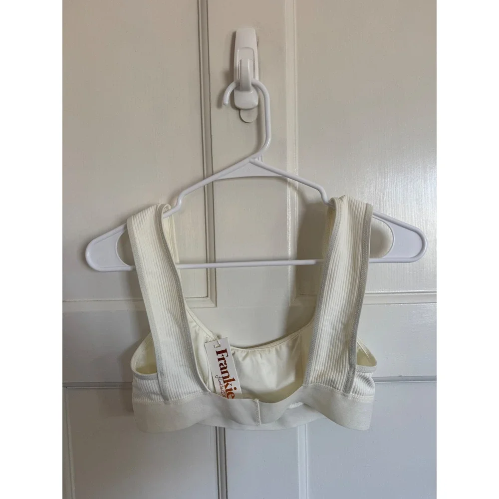 NWT Frankie's Bikini's Drew white ribbed bikini top size medium